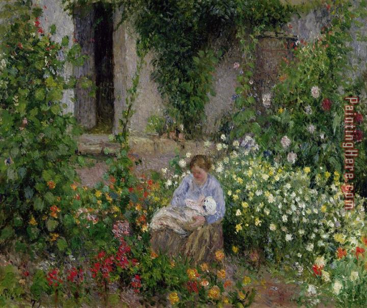 Camille Pissarro Mother and Child in the Flowers